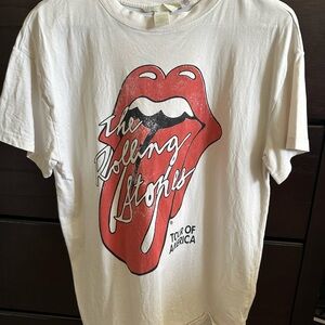 H&M White Graphic Tee with Red Accents